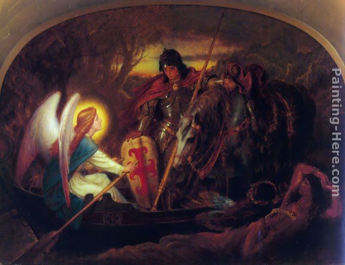 How an Angel rowed Sir Galahad across the Dern Mere painting - Joseph Noel Paton How an Angel rowed Sir Galahad across the Dern Mere art painting